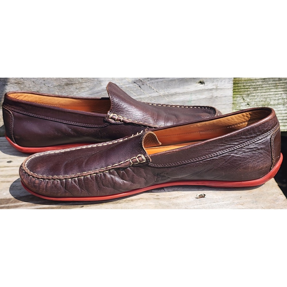 Austin Heller Brown Leather Driver Loafers Slip Ons Mens Size 13 Preppy Luxury